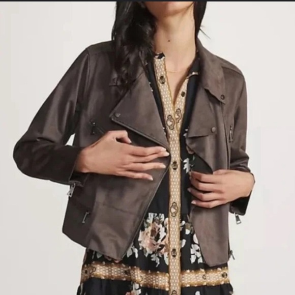 Hutch anthropologie faux suede brown moto jacket 37441 - Picture 11 of 11